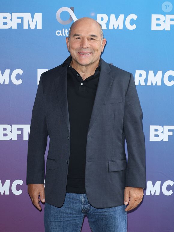 Vincent Moscato lors de la conférence de presse de rentrée BFM TV. - RMC du groupe Altice France à Paris, France, le 31 août 2023. © Coadic Guirec/Bestimage