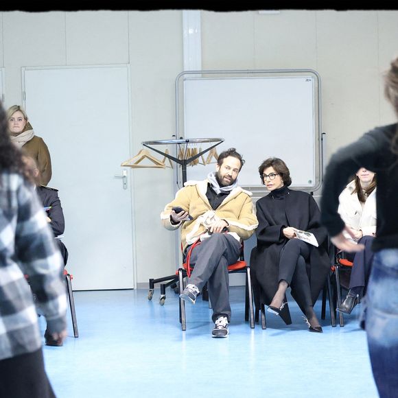 Exclusif - Rachida Dati, ministre de la Culture, en déplacement au lycée professionnel Théodore Monod, à Noisy le Sec, le 20 janvier 2025, aux côtés de Benjamin Millepied. © Alain Guizard / Bestimage