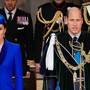 Le prince et la princesse de Galles, connus sous le nom de duc et duchesse de Rothesay, en Écosse pendant le service national d'action de grâce et de dédicace pour le roi Charles III et la reine Camilla, et la présentation des honneurs de l'Écosse, à la cathédrale St Giles', Édimbourg.  Édimbourg, Royaume-Uni, le 5 juillet 2023. Photo par Aaron Chown/PA Wire/ABACAPRESS.COM