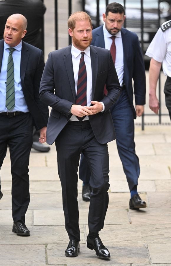 Le prince Harry, duc de Sussex au 2ème jour de son appel de la décision de la Haute Cour sur la question de savoir s'il a droit à des gardes du corps armés payés par le contribuable, le 9 avril 2025. Backgrid UK/ Bestimage