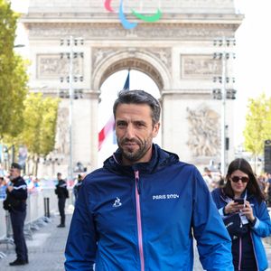 Tony Estanguet - Parade des champions, avec les médaillés olympiques, à l'occasion des Jeux Olympiques et Paralympiques Paris 2024, sur l'avenue des Champs-Elysées à Paris. Le 14 juillet 2024
© Stéphane Lemouton / Bestimage
