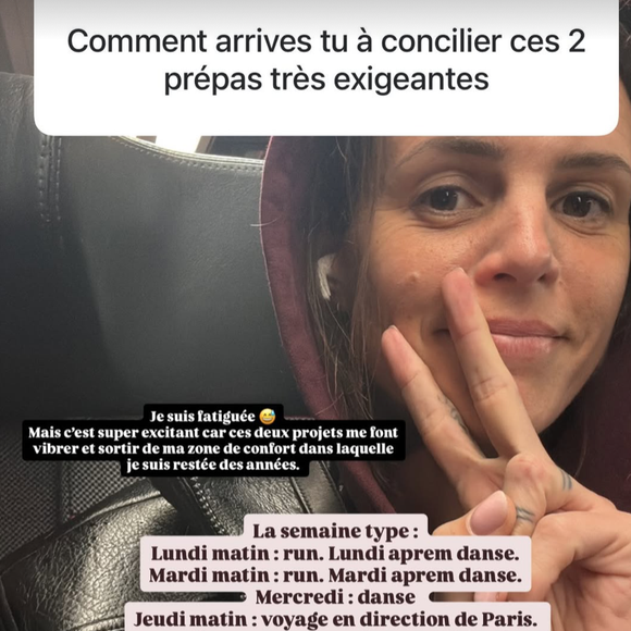 Son planning alterne entraînements de danse, course à pied et allers-retours à Paris.

Capture Instagram - @lauremanaudouoff