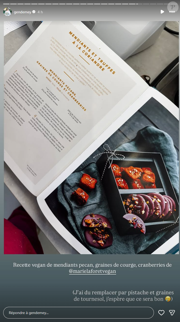 Car, rappelons-le, Eric Antoine suit un régime végétaliste.

Gennifer Demey partage ses préparatifs culinaires pour Noël.