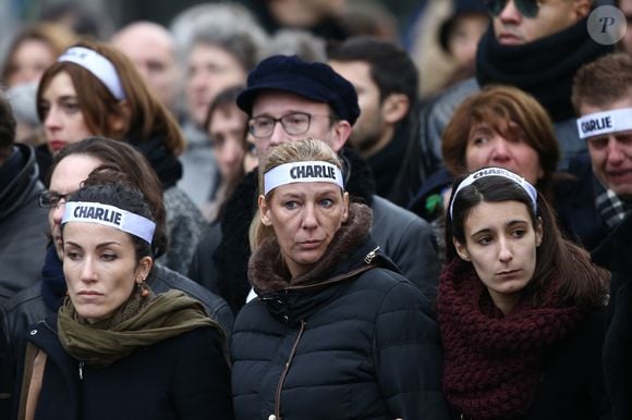 Corinne Rey (dessinatrice Charlie Hebdo dite Coco), guest - Les dirigeants politiques mondiaux, les membres de l’équipe de Charlie Hebdo et les famillies des victimes défilent à la marche républicaine pour Charlie Hebdo à Paris, suite aux attentats terroristes survenus à Paris les 7, 8 et 9 janvier. Paris, le 11 janvier 2015