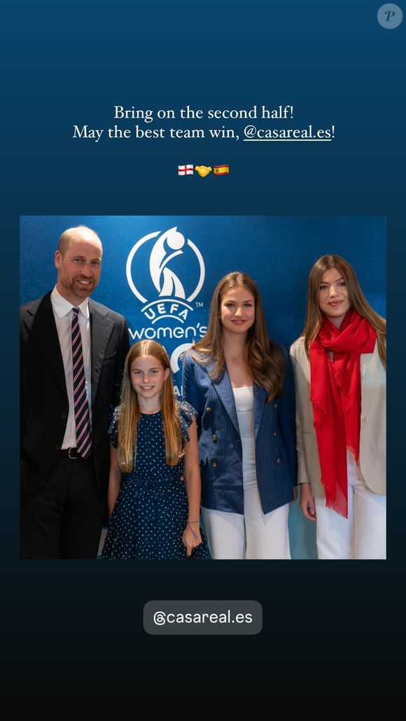 Le prince William, la princesse Charlotte, la princesse Eleanor et l'infante Sofia à la finale de l'Euro 2025 ©Instagram - Prince and Princesse of Wales