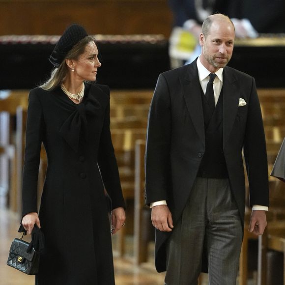 Le prince et la princesse de Galles (Le prince William, prince de Galles, et Catherine (Kate) Middleton, princesse de Galles) arrivent à la messe de requiem pour la duchesse de Kent, à la cathédrale de Westminster, dans le centre de Londres. 16 septembre 2025. © PA Photo/ Bestimage