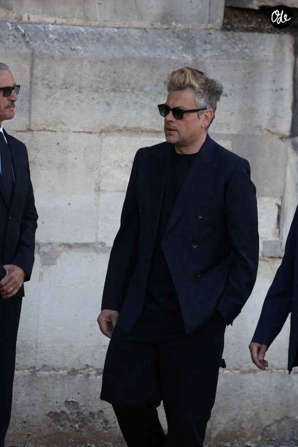 Benjamin Biolay assistant aux funérailles de l'actrice française Nathalie Baye à l'église Saint-Sulpice, à Paris, en France, le 24 avril 2026. Photo : Papixs/ABACAPRESS.COM