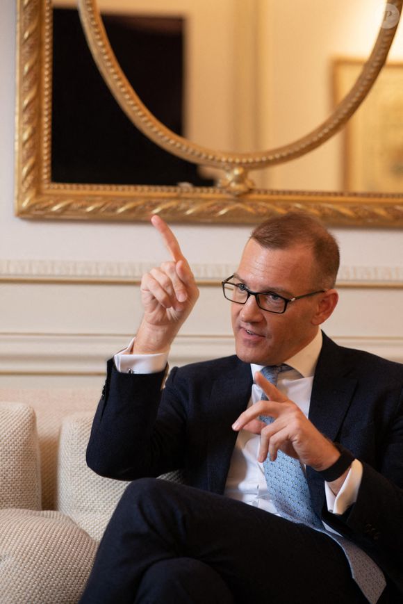 Photo datée du 27 avril 2023 de Daniel Kretinsky lors d'une interview à l'hôtel Meurice à Paris, France. Photo par Khanh Renaud via Le Point/ABACAPRESS.COM