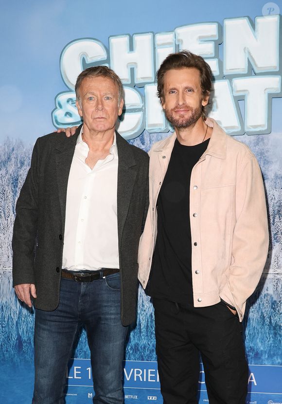 Franck Dubosc et Philippe Lacheau - Avant-première du film "Chien et chat" à l'UGC Normandie à Paris le 11 février 2024. © Coadic Guirec/Bestimage