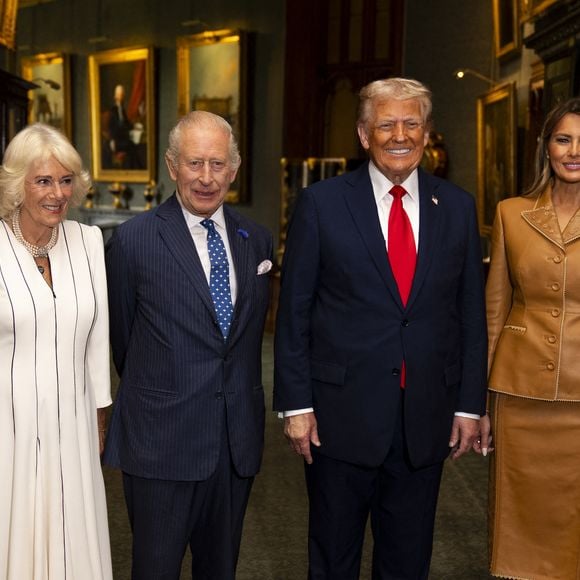 Le roi Charles III, la reine Camilla, Donald Trump et Melania Trump lors d'une visite d'Etat au Royaume-Uni. © PA Photo/ Bestimage