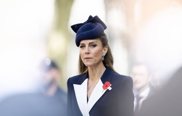 Princesse Catherine (Catherine "Kate" Middleton, princesse de Galles), Cérémonie de dépôt de gerbe et défilé militaire au Cénotaphe dans le cadre des commémorations de l'Anzac Day à Londres, Royaume-Uni, 25 avril 2026. 
© Dana Press / Bestimage