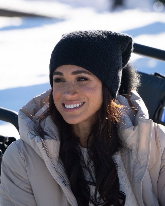 Meghan Markle, duchesse de Sussex, en visite au camp d'entrainement des athlètes des Invictus Games 2024 à Whistler en Colombie Britannique, le 14 février 2024.
Crédit : Zuma Press / Bestimage