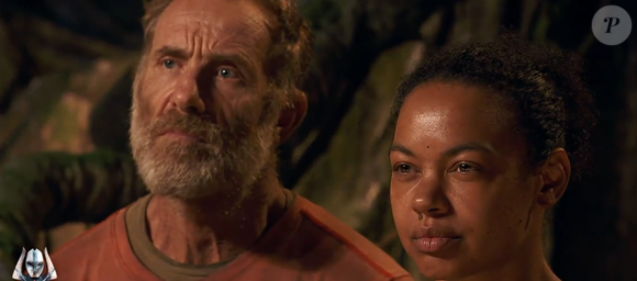 Photo : Gaëlle et Jérôme des Landes étaient aussi visés, mais la jeune  femme s'est protégée avec un collier d'immunité. Douzième épisode de  "Koh-Lanta, La Revanche des 4 Terres", mardi 20 mari