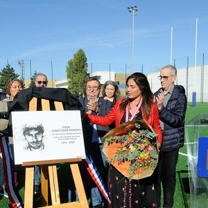 Loretta Denaro lors de l'inauguration du stade Christophe Dominici à Chevilly-Larue
