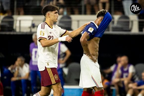 Désiré Doué  - Match de demi-finale "France - Espagne (2-0)" lors de la Coupe du Monde FIFA 2026 (FIFA World Cup 2026), le 14 juillet 2026. Elyxandro Cegarra / PsnewZ / Bestimage