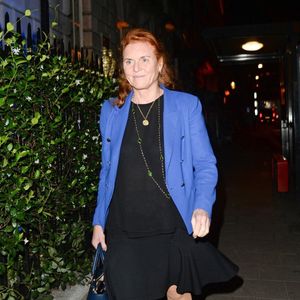 Sarah Ferguson, duchesse d'York, à la sortie de chez "Annabel's" à Londres, le 14 août 2018. © Backgrid UK/ Bestimage