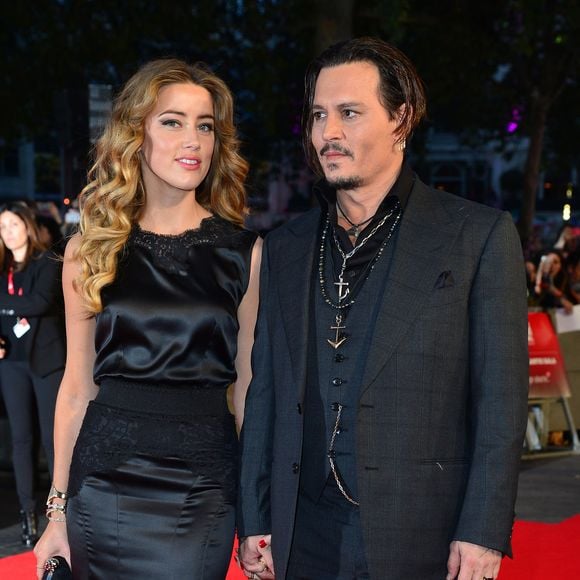 Johnny Depp et son ex-femme Amber Heard - Avant-première du film "Black Mass" lors du Festival BFI à Londres, le 11 octobre 2015.