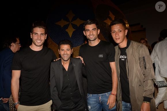 Jamel Debbouze, Luca et Enzo Zidane, Driss Zidane (neveu de Z. Zidane) - After show lors du festival "Marrakech du Rire 2018" à Marrakech au Maroc le 24 juin 2018. Rachid Bellak/Bestimage