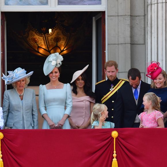 Il s'agirait là des toutes premières retrouvailles de Kate Middleton et de Meghan Markle depuis les funérailles de la reine Elizabeth II en septembre 2022

La princesse Eugenie d’York, la princesse Beatrice d’York, Camilla Parker Bowles, duchesse de Cornouailles, Catherine (Kate) Middleton, duchesse de Cambridge, le prince Harry, duc de Sussex, et Meghan Markle, duchesse de Sussex, Peter Phillips, Autumn Phillips, Savannah Phillips, Isla Phillips, le prince Edward, duc de Kent, Lady Helen Taylor et ses filles Eloise et Estella - Les membres de la famille royale britannique lors du rassemblement militaire "Trooping the Colour" (le "salut aux couleurs"), célébrant l'anniversaire officiel du souverain britannique. Cette parade a lieu à Horse Guards Parade, chaque année au cours du deuxième samedi du mois de juin. Londres, le 9 juin 2018. Action Press / Bestimage