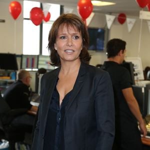 Charity Day BGC 2014 - Carole Rousseau - Courtier d'un jour pour encourager les clients à passer ce jour là le maximum d'ordres dans la salle des marchés d'Aurel BGC Rue Vivienne à Paris. Le 11 septembre 2014. Photo par Denis Guignebourg / Bestimage
