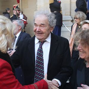 Brigitte Fossey avec Pierre Perret et sa femme Simone Mazaltarim - Réception de Sylviane Agacinski à l'Académie Française à Paris le 14 Mars 2024. La philosophe Sylviane Agacinski a fait son entrée ce jeudi à l'Académie française. Onzième femme de l'histoire à intégrer l'institution, elle avait été élue en juin 2023. © Bertrand Rindoff / Bestimage