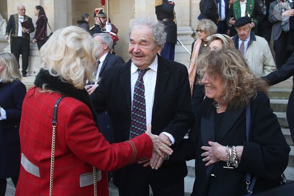 Brigitte Fossey avec Pierre Perret et sa femme Simone Mazaltarim - Réception de Sylviane Agacinski à l'Académie Française à Paris le 14 Mars 2024. La philosophe Sylviane Agacinski a fait son entrée ce jeudi à l'Académie française. Onzième femme de l'histoire à intégrer l'institution, elle avait été élue en juin 2023. © Bertrand Rindoff / Bestimage