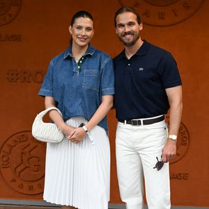 Camille Cerf et Théo Fleury prennent la pose à Roland Garros pour l'Open de France de tennis le 25 mai 2025, à Paris, France. Photo by Laurent Zabulon/ABACAPRESS.COM