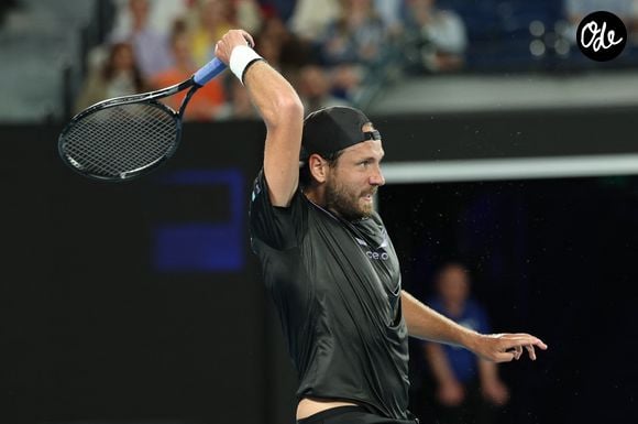 Lucas Pouille lors de l'Open de tennis d'Australie à Melbourne, Australie. © Nicolas Luttiau/Bestimage
