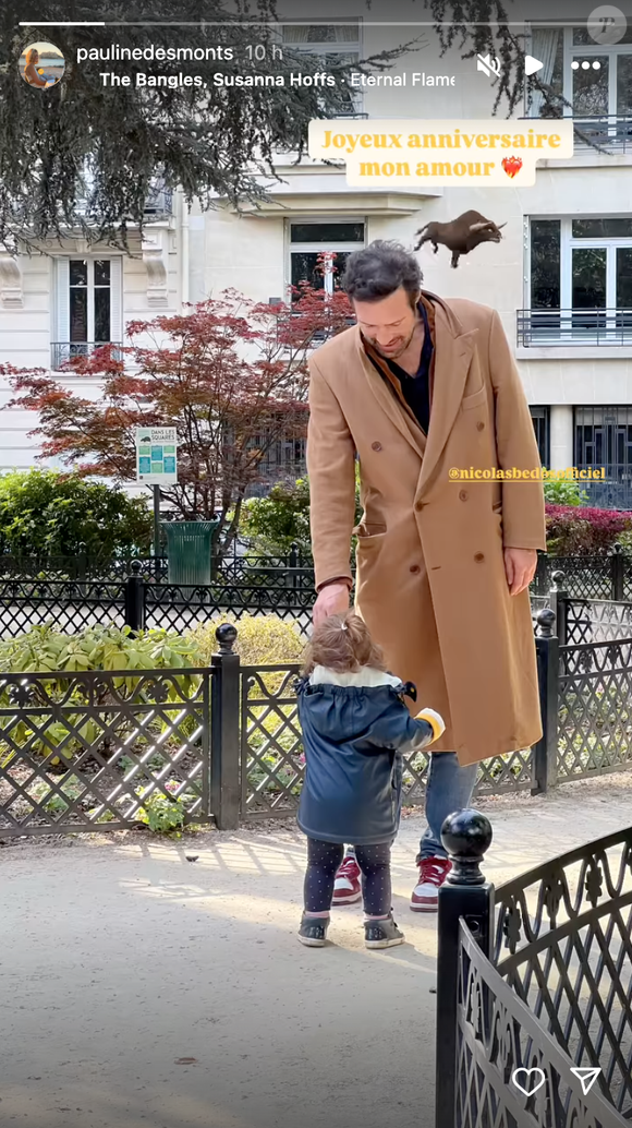 Capture de la story de Pauline Mesmonts avec Nicolas Bedos et sa fille le lundi 21 avril 2015.