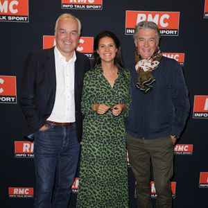 Olivier Truchot, Apolline de Malherbe et Alain Marschall - Conférence de presse de la rentrée RMC à Paris le 2 septembre 2025. © Coadic Guirec/Bestimage