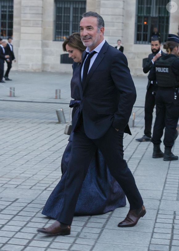 Exclusif - Jean Dujardin et sa femme Nathalie Péchalat arrivent à la cérémonie " 2023 Laureus World Sports Awards" à Paris le 8 mai 2023.