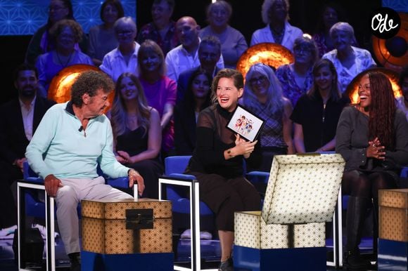 Exclusif - Robert Charlebois, Elodie Poux, Mentissa lors de l'enregistrement de l'émission "La Boîte à secrets", présentée par F.Bollaert et diffusée le 23 octobre sur France 3, à Paris, France, le 15 septembre 2026. © Jack Tribeca/Bestimage