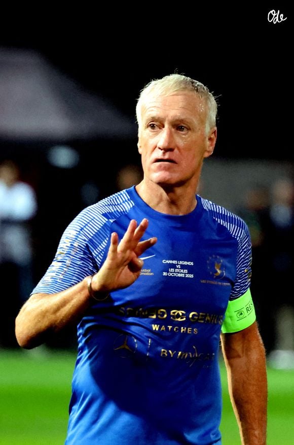 Didier Deschamps durant la première édition du "match des légendes" opposant l'équipe des Légendes, les anciens de Cannes, à l'équipe des Etoiles avec pour capitaine Didier Deschamps, au stade Pierre de Coubertin à Cannes, le 30 octobre 2025.

© Dominique Jacovides  / Bruno Bebert / Bestimage