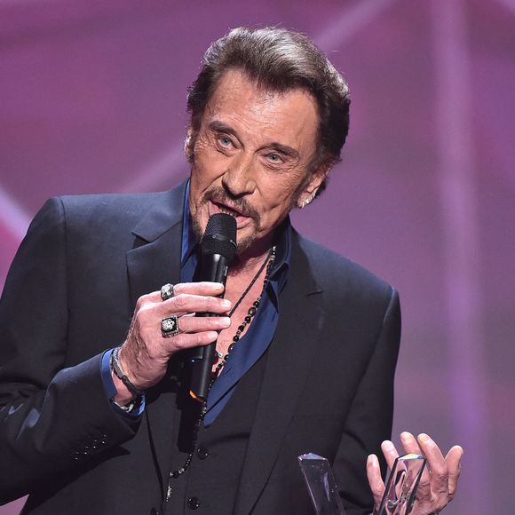 Johnny Hallyday lors de la 31e cérémonie des Victoires de la Musique au Zénith de Paris, France, le 12 février 2016. Photo by ABACAPRESS.COM