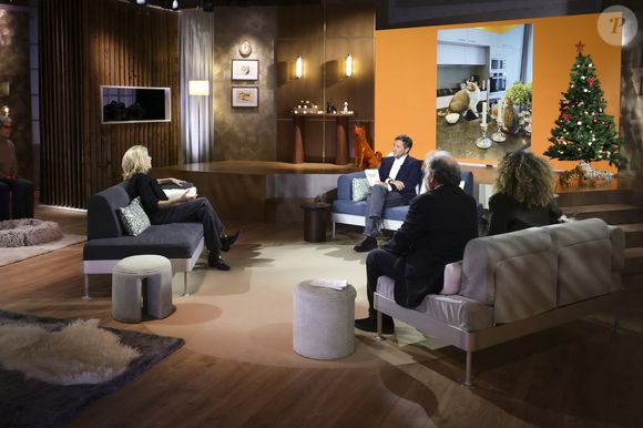 Il s'agit de Claire Chazal 

Exclusif - Claire Chazal, sur plateau de la nouvelle émission "Animalement Vôtre" présentée par Bernard Montiel et diffusée le 7 décembre sur France 3, à Paris, France, le 7 octobre 2025. © Jack Tribeca/Bestimage