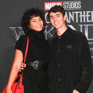 Vaimalama Chaves (Miss France 2019) et son compagnon Nicolas Fleury - Avant-première du film "Black Panther: Wakanda Forever" au Grand Rex à Paris le 7 novembre 2022. © Coadic Guirec/Bestimage