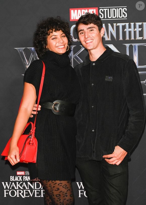 Vaimalama Chaves (Miss France 2019) et son compagnon Nicolas Fleury - Avant-première du film "Black Panther: Wakanda Forever" au Grand Rex à Paris le 7 novembre 2022. © Coadic Guirec/Bestimage