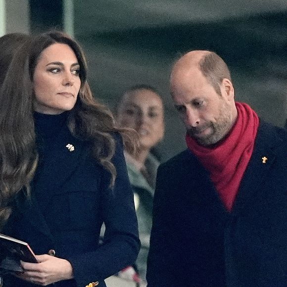 Le Prince de Galles et la Princesse de Galles dans les tribunes lors du match des Six Nations Guinness au Principality Stadium, Cardiff. Royaume-Uni, le samedi 15 mars 2025. © Joe Giddens/PA Wire/ABACAPRESS.COM