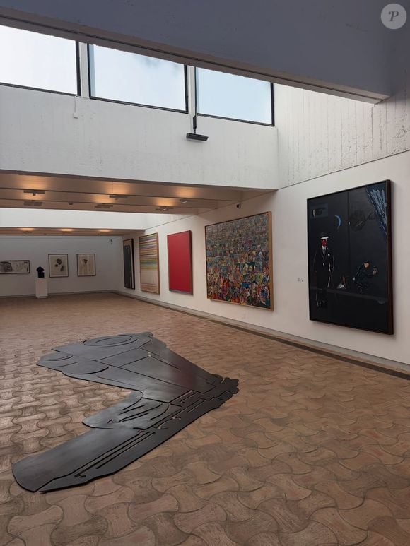 La jeune femme a profité d'une visite exclusive et très calme pour admirer les œuvres de l'exposition du moment.