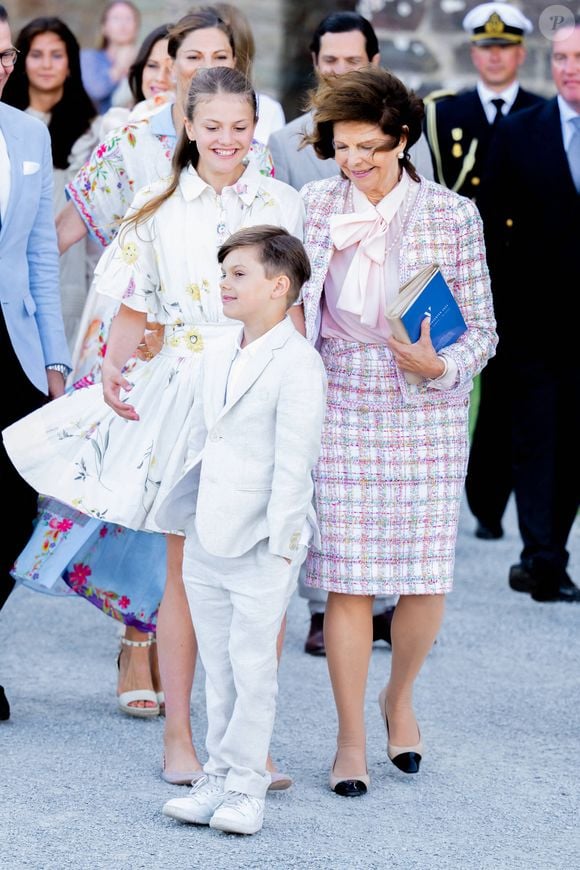 La reine Silvia, la princesse Estelle, le prince Oscar - La famille royale de Suède lors du concert Victoria's Day sur l'île de Oland, à l'occasion du 47ème anniversaire de la princesse héritière. Le 14 juillet 2024