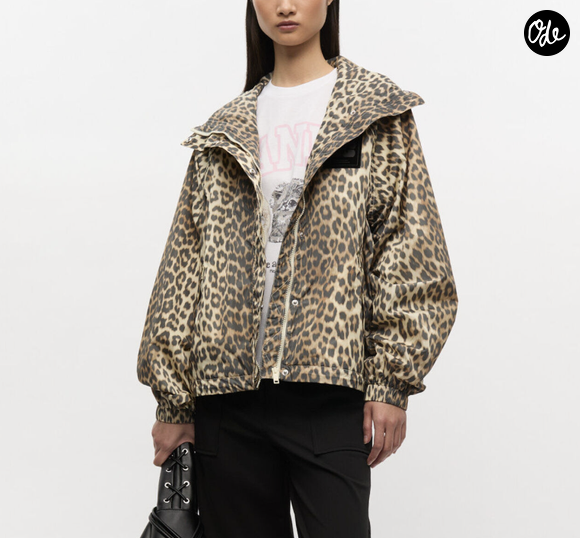 Veste en nylon à imprimé léopard
