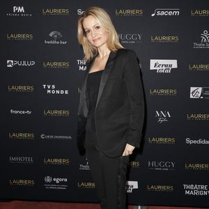 Audrey Crespo-Mara (a reçu un Laurier d'honneur pour son mari Thierry Ardisson) - Photocall de la 31ème cérémonie des Lauriers de l'audiovisuel au théâtre Marigny à Paris le 10 février 2026. © Coadic Guirec/Bestimage