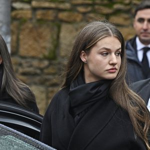 La reine Letizia d'Espagne et sa fille, la princesse Leonor, quittent la cathédrale orthodoxe grecque de Saint-André et Saint-Démétrius où a eu lieu un service commémoratif pour Son Altesse Royale la princesse Irène de Grèce, le 17 janvier 2026, à Madrid (Espagne). © Francisco Guerra/Europa Press/Bestimage