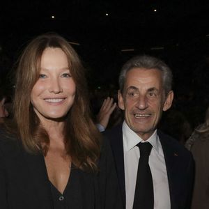 Exclusif - Carla Bruni-Sarkozy, Nicolas Sarkozy lors d'une cérémonie organisée par le Conseil des institutions juives de France (CRIF) en hommage aux victimes des attentats du Hamas du 7 octobre 2023 contre Israël, à l'occasion du premier anniversaire de l'événement, à Paris, le 7 octobre 2024. © Jack Tribeca / Bestimage