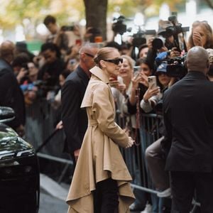 Aux pieds, elle avait choisi d'impressionnantes cuissardes en daim à découpes dotées de talons de près de 10 centimètres.

Céline Dion acclamée par ses fans à son arrivée au palace Royal Monceau à Paris, le 28 août 2026. Photo par Tiziano Da Silva / Bestimage