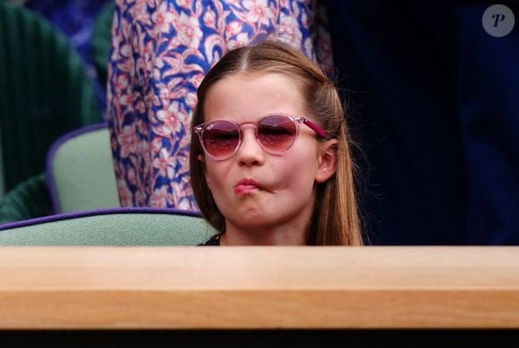 La princesse Charlotte dans la loge royale le quatorzième jour des championnats de Wimbledon 2024 au All England Lawn Tennis and Croquet Club, à Londres, le 14 juillet 2024.