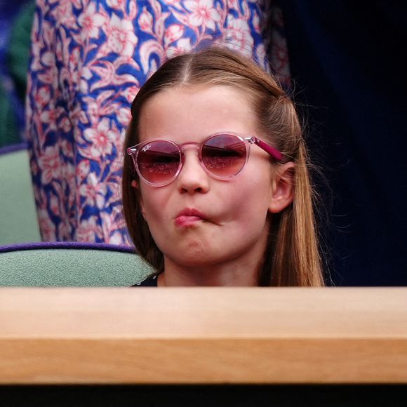 La princesse Charlotte dans la loge royale le quatorzième jour des championnats de Wimbledon 2024 au All England Lawn Tennis and Croquet Club, à Londres, le 14 juillet 2024.