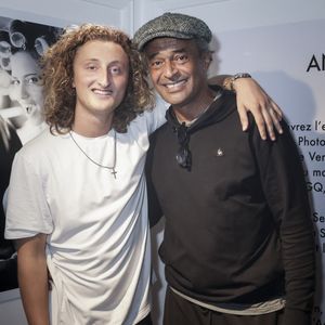 Exclusif - Joalukas Noah et son père Yannick Noah - Isabelle Camus a organisé pour son ami photographe Antoine Verglas, le vernissage de l'exposition éphémère de ses photographies à la Galerie La Hune en partenariat avec YellowKorner le 4 juillet 2023. © Jack Tribeca/Bestimage