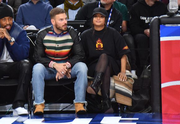 Matt Pokora et sa femme Christina Milian assistent au match 1 du NBA Paris Games 2025 à L'Accor Arena Bercy à Paris le 23 janvier 2025. © Veeren/Bestimage