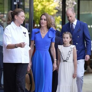 Le prince William, Kate Middleton et leurs enfants, le prince George et la princesse Charlotte, à leur arrivée au tournoi de Wimbledon à Londres le 13 juillet 2025. Photo par Andrew Matthews/PA Wire.